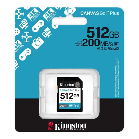 Kingston | Canvas Go! Plus | 512 GB | SD | Flash memory class Class 10, UHS-I, U3, V30 Kingston | Canvas Go! Plus | 512 GB | SD | Flash memory class Class 10, UHS-I, U3, V30
