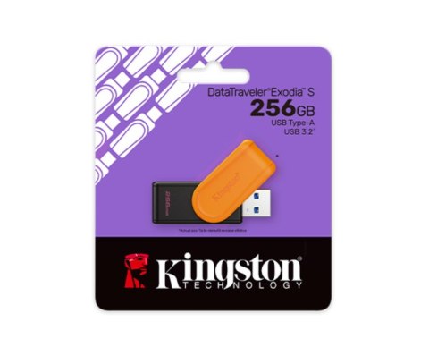 Kingston USB Flash Drive | DataTraveler Exodia S | 256 GB | USB 3.2 Gen 1 | Black/Orange Kingston USB Flash Drive | DataTraveler Exodia S | 256 GB | USB 3.2 Gen 1 | Black/Orange