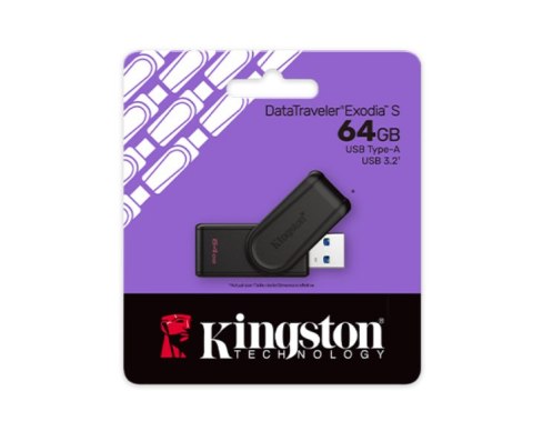 Kingston USB Flash Drive | DataTraveler Exodia S | 64 GB | USB 3.2 Gen 1 | Black Kingston USB Flash Drive | DataTraveler Exodia S | 64 GB | USB 3.2 Gen 1 | Black