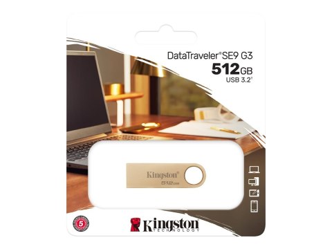 Kingston USB flash drive | DataTraveler SE9 G3 | 512 GB | USB 3.2 Gen 1 | Gold Kingston USB flash drive | DataTraveler SE9 G3 | 512 GB | USB 3.2 Gen 1 | Gold