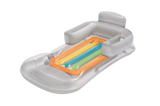 Bestway Bestway 43028 Dmuchany materac plażowy z oparciem i podłokietnikami Srebrna 1.61m x 84cm