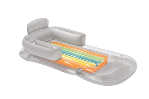 Bestway Bestway 43028 Dmuchany materac plażowy z oparciem i podłokietnikami Srebrna 1.61m x 84cm Bestway Bestway 43028 Dmuchany materac plażowy z oparciem i podłokietnikami Srebrna 1.61m x 84cm