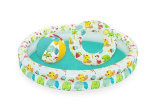 Bestway Bestway 51124 Zestaw Basenik dmuchany do pływania 1.22m x 20cm, Koło 46cm, Piłka 27cm