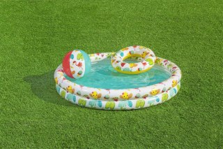Bestway Bestway 51124 Zestaw Basenik dmuchany do pływania 1.22m x 20cm, Koło 46cm, Piłka 27cm