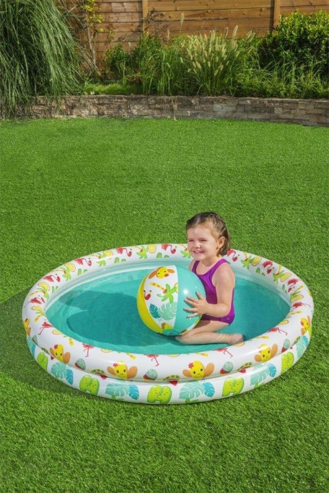 Bestway Bestway 51124 Zestaw Basenik dmuchany do pływania 1.22m x 20cm, Koło 46cm, Piłka 27cm