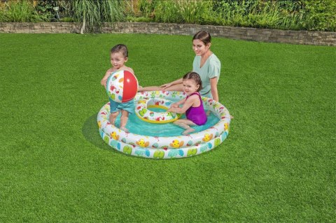 Bestway Bestway 51124 Zestaw Basenik dmuchany do pływania 1.22m x 20cm, Koło 46cm, Piłka 27cm