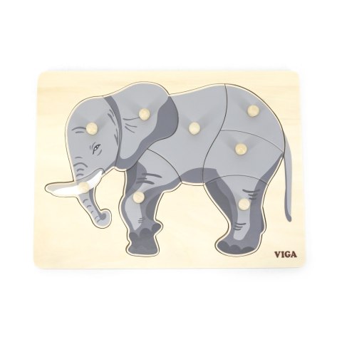 Viga Viga 44601 Puzzle na podkładce z uchwytami - Słoń Viga Viga 44601 Puzzle na podkładce z uchwytami - Słoń
