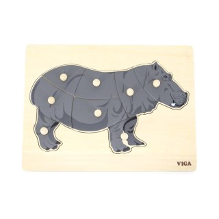 Viga Viga 44604 Puzzle na podkładce z uchwytami - Hipopotam