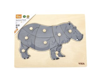Viga Viga 44604 Puzzle na podkładce z uchwytami - Hipopotam
