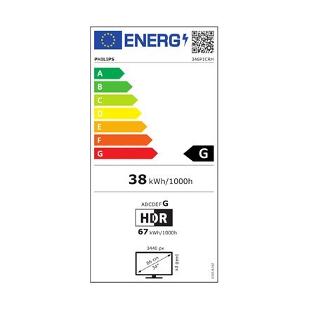 Philips P-line | 346P1CRH | 34 cale | VA | WQHD 3440 x 1440 przy 100 Hz | 500 cd/m² | HDMI, DisplayPort, USB-C | 90 W | Wysokość Philips P-line | 346P1CRH | 34 cale | VA | WQHD 3440 x 1440 przy 100 Hz | 500 cd/m² | HDMI, DisplayPort, USB-C | 90 W | Wysokość