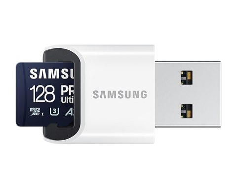 Samsung | Karta microSD z czytnikiem kart | PRO Ultimate | 128 GB | Karta pamięci microSDXC | Pamięć flash klasy U3, V30, A2 Samsung | Karta microSD z czytnikiem kart | PRO Ultimate | 128 GB | Karta pamięci microSDXC | Pamięć flash klasy U3, V30, A2