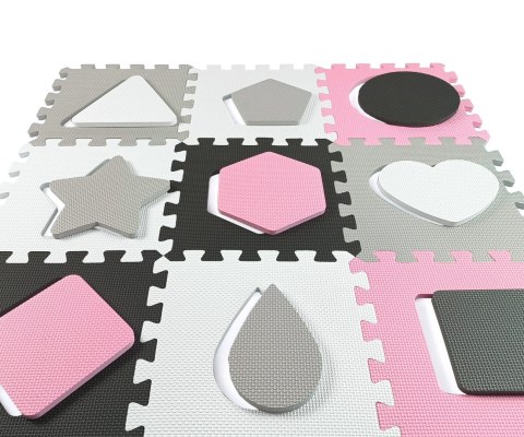 Milly Mally Mata piankowa puzzle Jolly 3x3 Shapes - Pink Grey Milly Mally Mata piankowa puzzle Jolly 3x3 Shapes - Pink Grey