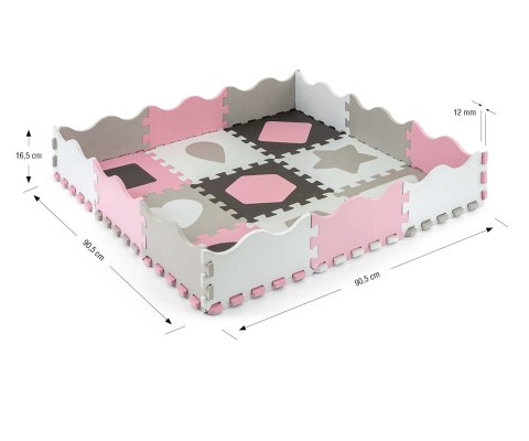 Milly Mally Mata piankowa puzzle Jolly 3x3 Shapes - Pink Grey Milly Mally Mata piankowa puzzle Jolly 3x3 Shapes - Pink Grey