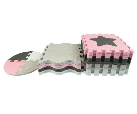 Milly Mally Mata piankowa puzzle Jolly 4x4 Shapes - Pink Grey Milly Mally Mata piankowa puzzle Jolly 4x4 Shapes - Pink Grey