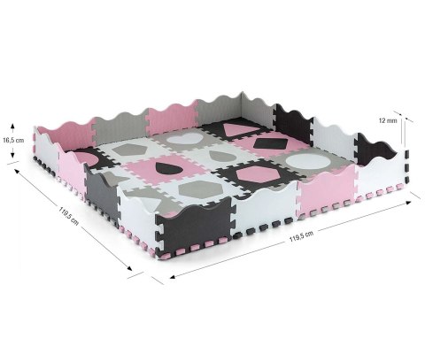 Milly Mally Mata piankowa puzzle Jolly 4x4 Shapes - Pink Grey Milly Mally Mata piankowa puzzle Jolly 4x4 Shapes - Pink Grey