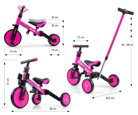 Milly Mally Milly Mally Rowerek 4w1 Optimus Plus Pink Milly Mally Milly Mally Rowerek 4w1 Optimus Plus Pink