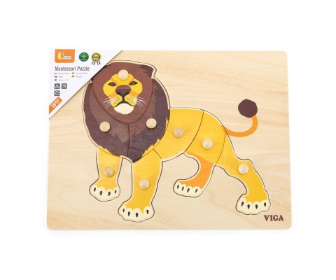 Viga Viga 44602 Puzzle na podkładce z uchwytami - Lew Viga Viga 44602 Puzzle na podkładce z uchwytami - Lew
