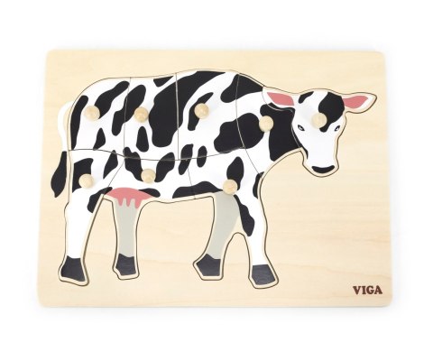 Viga Viga 44608 Puzzle na podkładce z uchwytami - Krowa Viga Viga 44608 Puzzle na podkładce z uchwytami - Krowa