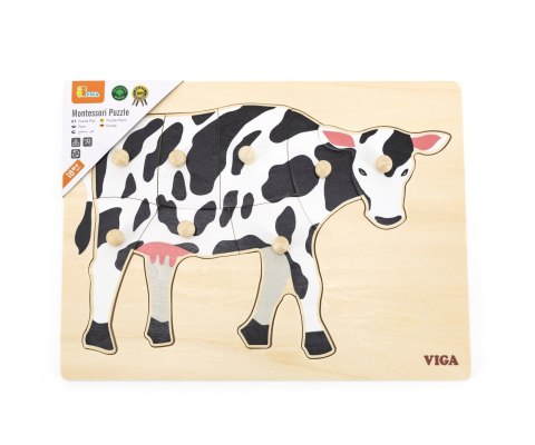 Viga Viga 44608 Puzzle na podkładce z uchwytami - Krowa Viga Viga 44608 Puzzle na podkładce z uchwytami - Krowa