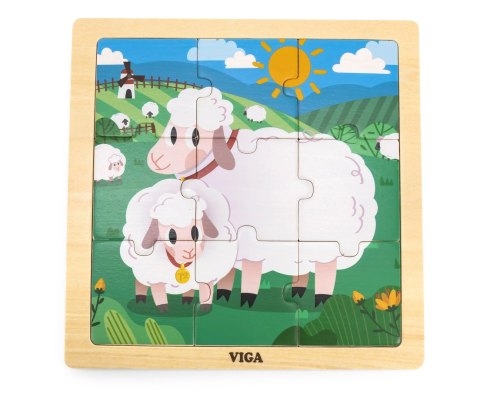 Viga Viga 44622 Puzzle na podkładce 9 elementów - Owca Viga Viga 44622 Puzzle na podkładce 9 elementów - Owca