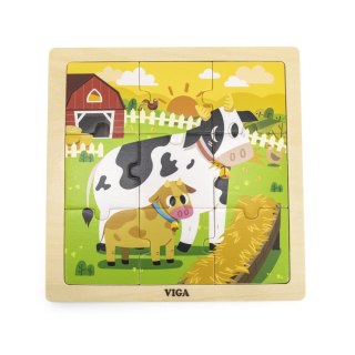 Viga Viga 44623 Puzzle na podkładce 9 elementów - Krowa
