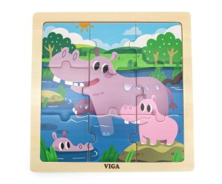 Viga Viga 44628 Puzzle na podkładce 9 elementów - hipopotam