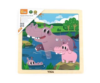 Viga Viga 44628 Puzzle na podkładce 9 elementów - hipopotam