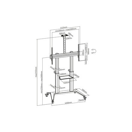 Digitus | Pozostałe | 70-120" | Maksymalna waga (ładowność) 140 kg | Czarny