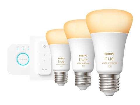 Philips Hue | WA Starter Kit 11W A60 E27 3szt, Bridge, Switch | E27 | 11 W | Ciepła do chłodnej bieli 2200-6500K + 16 milionów k Philips Hue | WA Starter Kit 11W A60 E27 3szt, Bridge, Switch | E27 | 11 W | Ciepła do chłodnej bieli 2200-6500K + 16 milionów k
