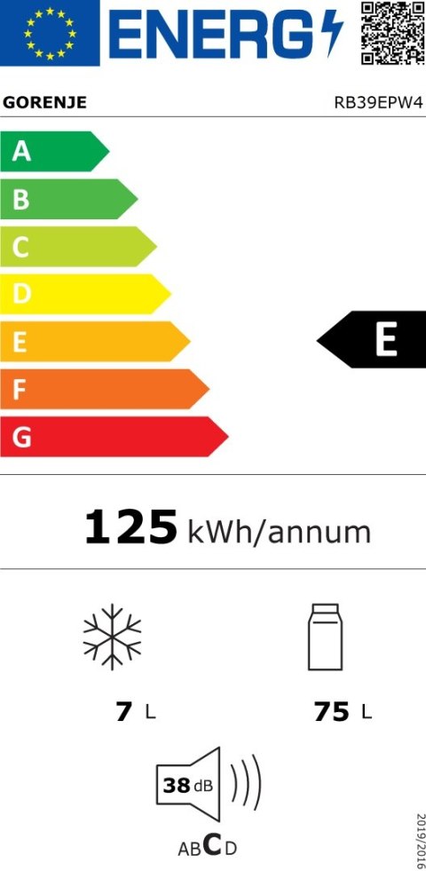 Gorenje RB39EPW4 Chłodziarka, E, Wolnostojąca, Spiżarnia, Wysokość 84,2 cm, Lodówka 75 L, Biały | Gorenje Gorenje RB39EPW4 Chłodziarka, E, Wolnostojąca, Spiżarnia, Wysokość 84,2 cm, Lodówka 75 L, Biały | Gorenje