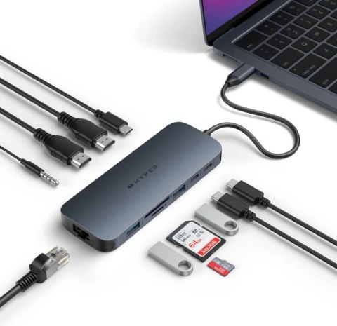Hyper HyperDrive EcoSmart Gen.2 Dual HDMI USB-C 11-in-1 Hub w 140 W PD3.1 Pass-Thru - For MST enabled devices Hyper HyperDrive EcoSmart Gen.2 Dual HDMI USB-C 11-in-1 Hub w 140 W PD3.1 Pass-Thru - For MST enabled devices