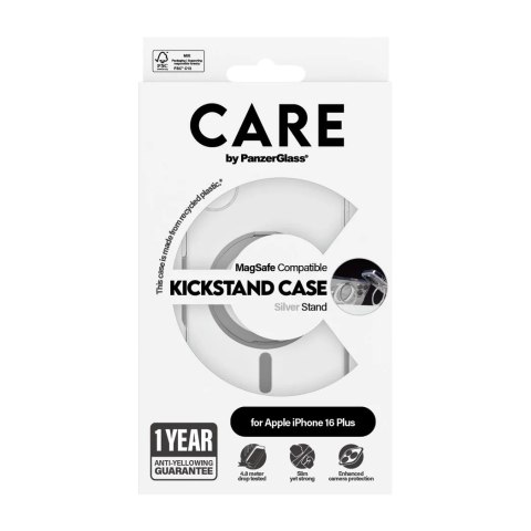 CARE by PanzerGlass Case Feature Silver Kickstand & MagSafe iPhone 16 Plus | CARE CARE by PanzerGlass Case Feature Silver Kickstand & MagSafe iPhone 16 Plus | CARE