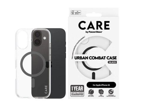 CARE by PanzerGlass Case Flagship Black MagSafe iPhone 16 | CARE CARE by PanzerGlass Case Flagship Black MagSafe iPhone 16 | CARE