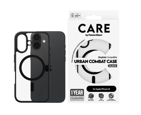 CARE by PanzerGlass Case Flagship Urban Combat Black MagSafe iPhone 16 | CARE CARE by PanzerGlass Case Flagship Urban Combat Black MagSafe iPhone 16 | CARE