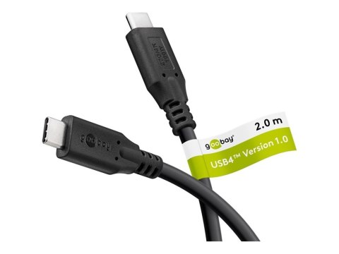 Goobay USB-C™ Cable, USB4™, 100 W, 20 Gbit/s, Power Delivery, 2 m, Black Goobay USB-C™ Cable, USB4™, 100 W, 20 Gbit/s, Power Delivery, 2 m, Black