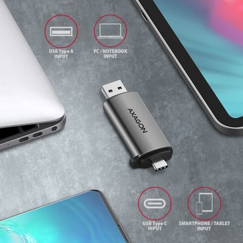 AXAGON Mobile USB 3.2 Gen 1card reader with USB-C and USB-A connectors | CRE-SAC AXAGON Mobile USB 3.2 Gen 1card reader with USB-C and USB-A connectors | CRE-SAC