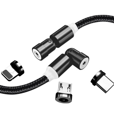 ColorWay Cable 3in1 (Lightning+MicroUSB+Type-C) Magnetic Rotation 540° 2.4А, 1m | CW-CBUU037-BK ColorWay Cable 3in1 (Lightning+MicroUSB+Type-C) Magnetic Rotation 540° 2.4А, 1m | CW-CBUU037-BK
