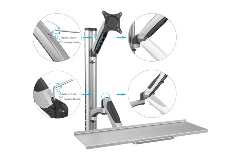 Digitus | Uchwyt ścienny | Stacja robocza | Regulowana wysokość, pochylenie, obrót | 27 " | Maksymalna waga (udźwig) 6 kg | Sreb Digitus | Uchwyt ścienny | Stacja robocza | Regulowana wysokość, pochylenie, obrót | 27 " | Maksymalna waga (udźwig) 6 kg | Sreb