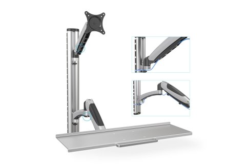 Digitus | Uchwyt ścienny | Stacja robocza | Regulowana wysokość, pochylenie, obrót | 27 " | Maksymalna waga (udźwig) 6 kg | Sreb Digitus | Uchwyt ścienny | Stacja robocza | Regulowana wysokość, pochylenie, obrót | 27 " | Maksymalna waga (udźwig) 6 kg | Sreb