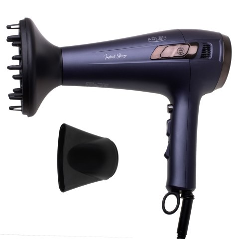 Adler Hair dryer with retractable power cord | AD 2273 | 2000 W | Number of temperature settings 3 | Diffuser nozzle | Dark Viol Adler Hair dryer with retractable power cord | AD 2273 | 2000 W | Number of temperature settings 3 | Diffuser nozzle | Dark Viol