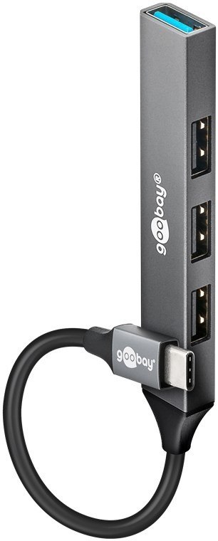 Goobay Slim 4-Port USB Hub, USB-C to USB-A, 5 Gbit/s | 74457 Goobay Slim 4-Port USB Hub, USB-C to USB-A, 5 Gbit/s | 74457