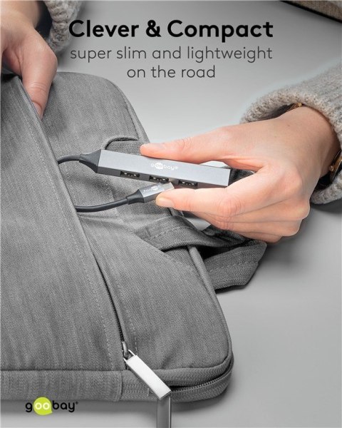 Goobay Slim 4-Port USB Hub, USB-C to USB-A, 5 Gbit/s | 74457 Goobay Slim 4-Port USB Hub, USB-C to USB-A, 5 Gbit/s | 74457