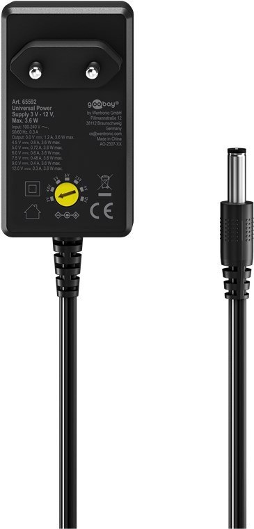 Goobay Universal Power Supply 3 V - 12 V, Max. 3.6 W Goobay Universal Power Supply 3 V - 12 V, Max. 3.6 W