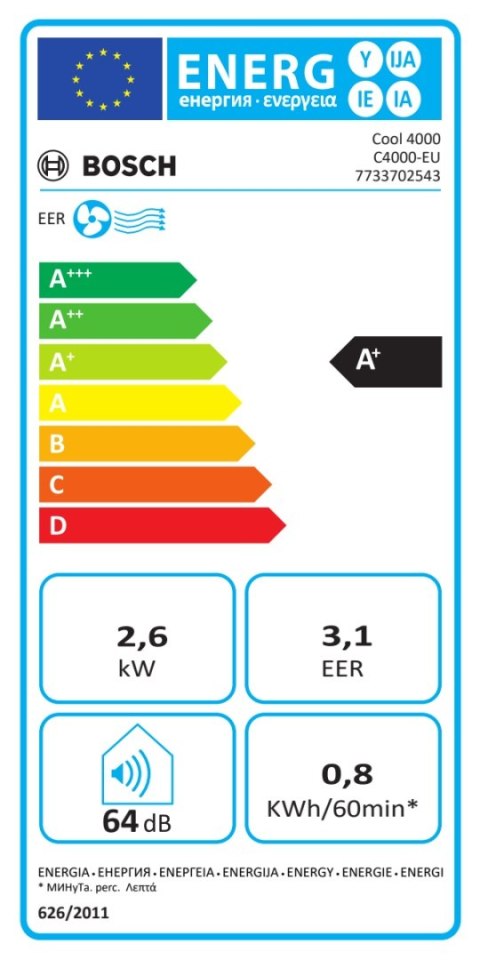Klimatyzator przenośny Bosch | Cool 4000 | Odpowiedni do pomieszczeń o kubaturze do 35 m³ | Biały/czarny Klimatyzator przenośny Bosch | Cool 4000 | Odpowiedni do pomieszczeń o kubaturze do 35 m³ | Biały/czarny