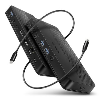 Stacja dokująca AXAGON HMC-U4 USB4, 3x USB-A, 2x USB-C, HDMI & DP 8K/30Hz, RJ-45, SD/mSD, audio, PD | AXAGON