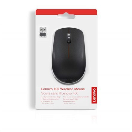 Lenovo | Wireless Mouse | 400 | Wireless mouse | Wireless | 2.4 GHz Wireless via Nano USB | Black | 1 year(s) Lenovo | Wireless Mouse | 400 | Wireless mouse | Wireless | 2.4 GHz Wireless via Nano USB | Black | 1 year(s)