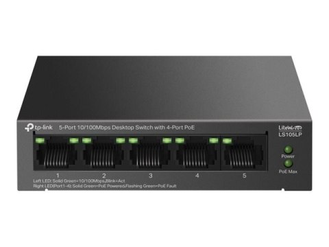 TP-LINK LS105LP 5-Port 10/100 Mbps Desktop Switch with 4-Port PoE TP-LINK LS105LP 5-Port 10/100 Mbps Desktop Switch with 4-Port PoE