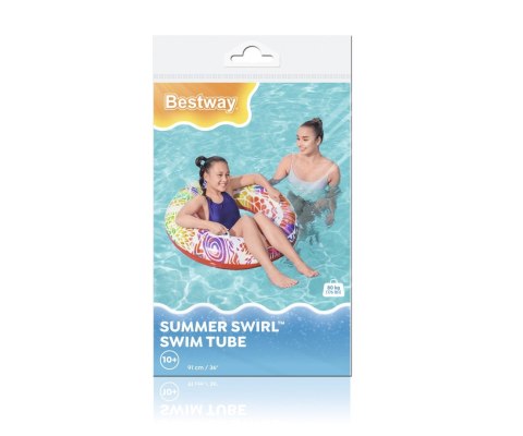 Bestway Bestway 36084 Koło do pływania z uchwytami Zawijasy Czerwono-Żółte 91cm Bestway Bestway 36084 Koło do pływania z uchwytami Zawijasy Czerwono-Żółte 91cm