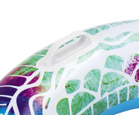 Bestway Bestway 36084 Koło do pływania z uchwytami Zawijasy Zielono-Niebieskie 91cm