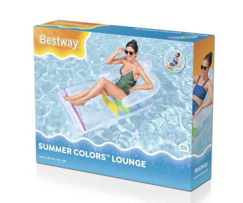 Bestway Bestway 43011 Dmuchany składany materac plażowy z oparciem i podkłokietnikami Przezroczysty 1.65m x Bestway Bestway 43011 Dmuchany składany materac plażowy z oparciem i podkłokietnikami Przezroczysty 1.65m x